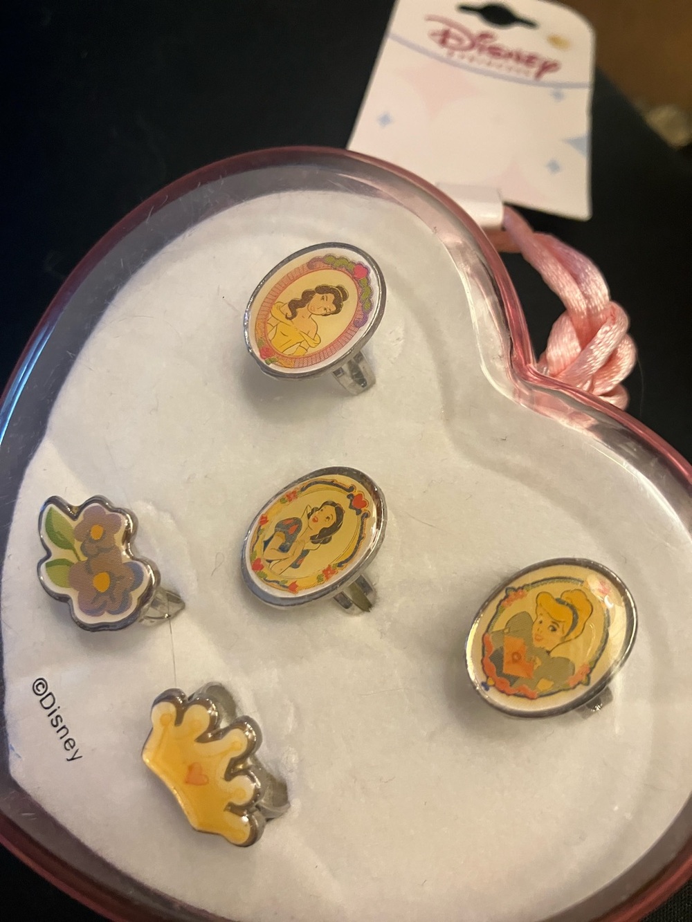 Disney Pink and Yellow Princess Ring Gift Set